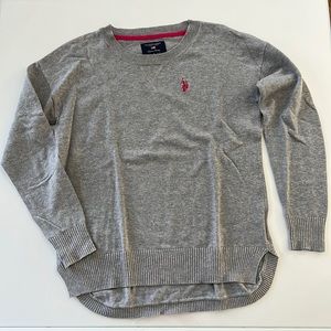 Polo Gray Sweater with pink logo, size small